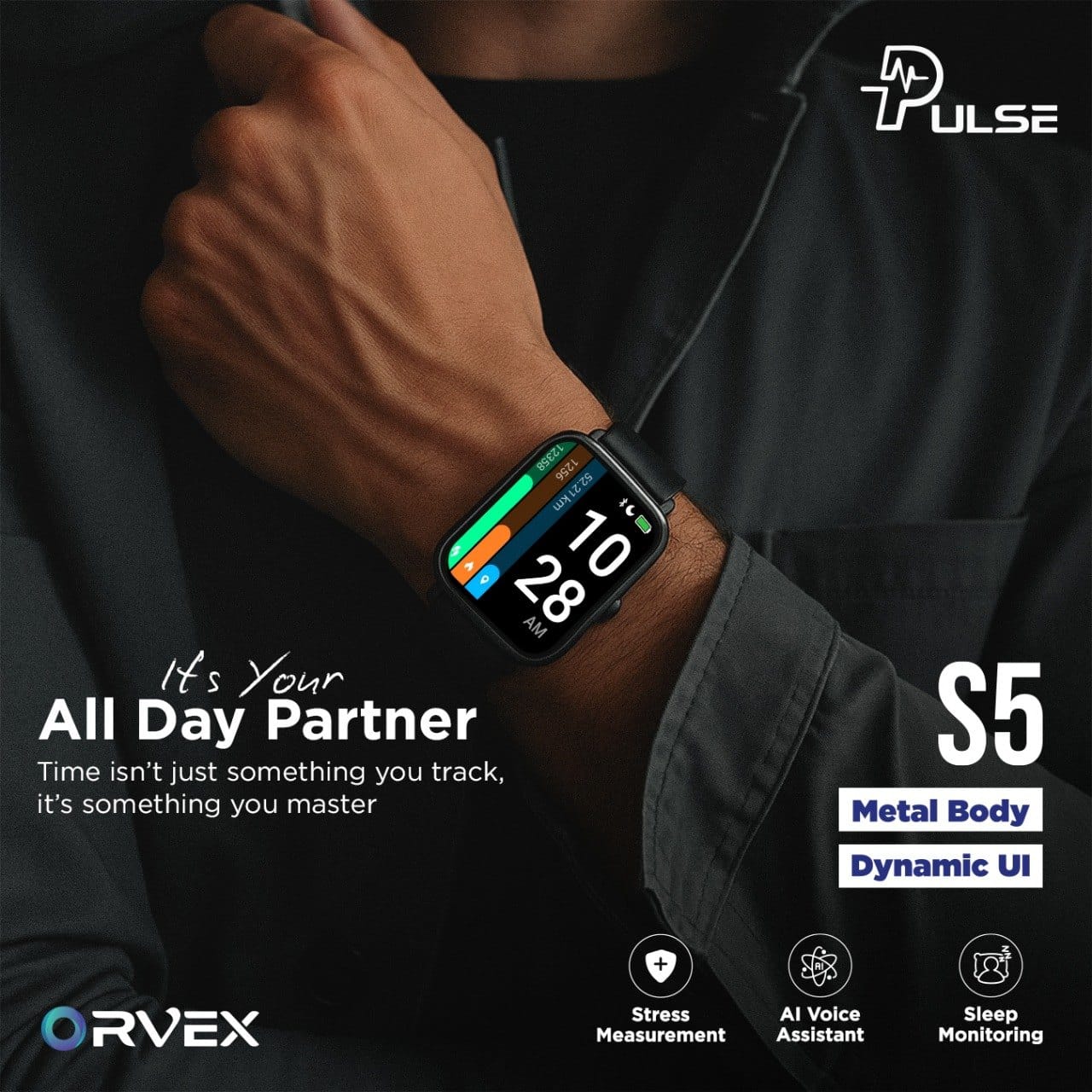 Pulse S5 – Sleek Metal Smartwatch